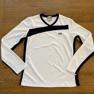 Nike White and Black Long Sleeves Activewear Top